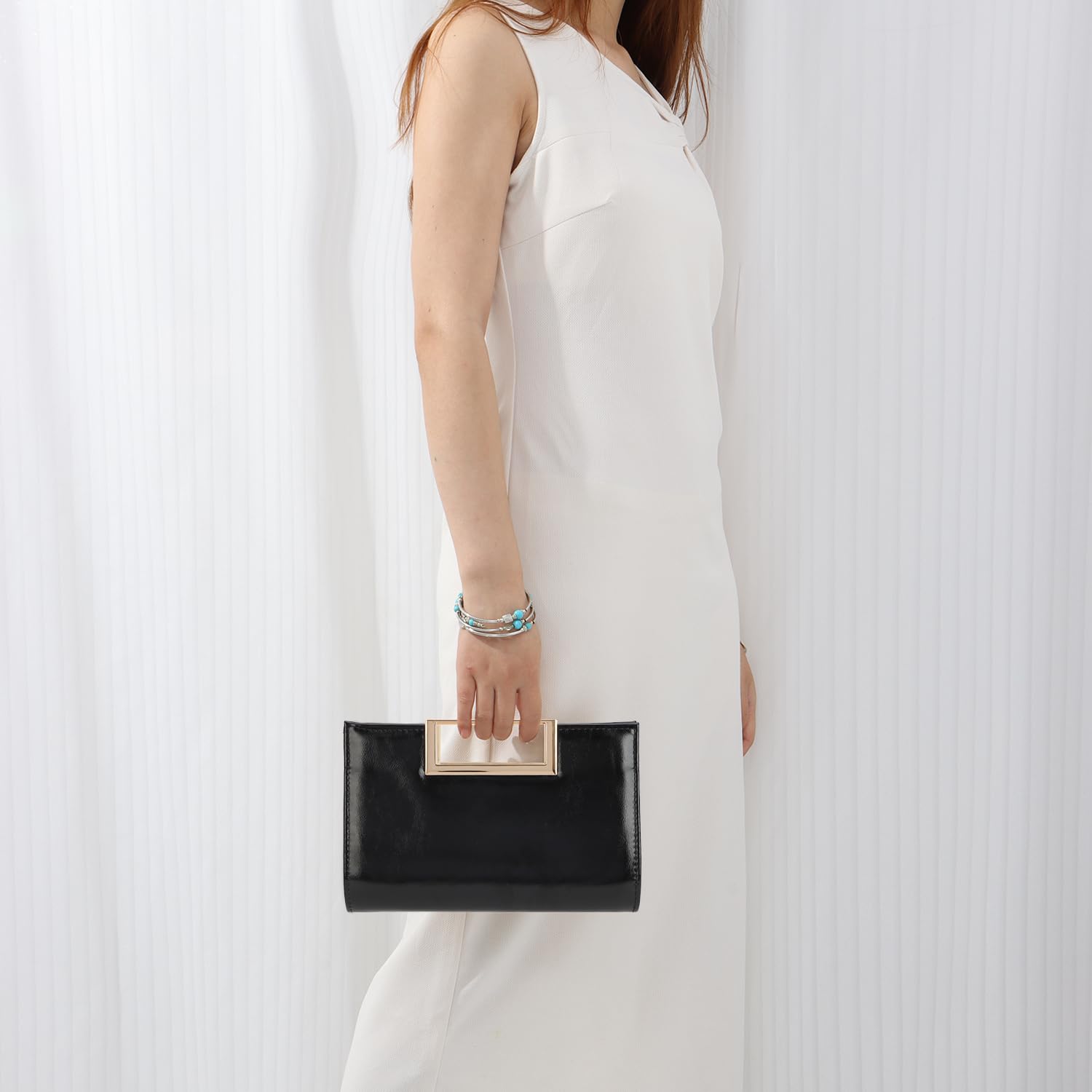 LUI SUI Top Handle Clutch Purse for Women Elegant Evening Bag Fashion Handbags for Formal Wedding Prom With Chain