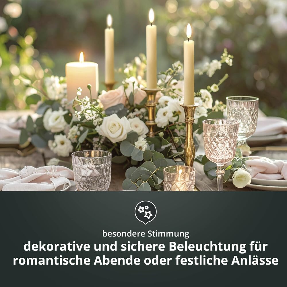 LED Universum - Zestaw 2 świec LED z prawdziwego wosku, beżowe, 15 cm, ciepła biel, na 1 x baterie AAA (nie wchodzi w zakres dostawy) dekoracja stołu na wesele, Boże Narodzenie, święta, imprezy