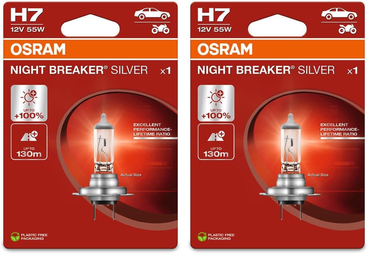 Osram H7 Glühlampe Fernscheinwerfer 55W Fernlicht Birne 64210NBS-1BL (Packung mit 2)