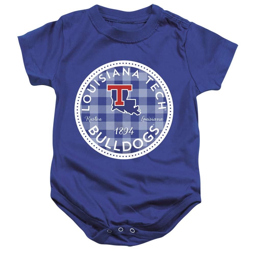 Louisiana Tech University Official Plaid Badge Unisex Infant Snap Suit for Baby, Royal Blue, Large (18 months)