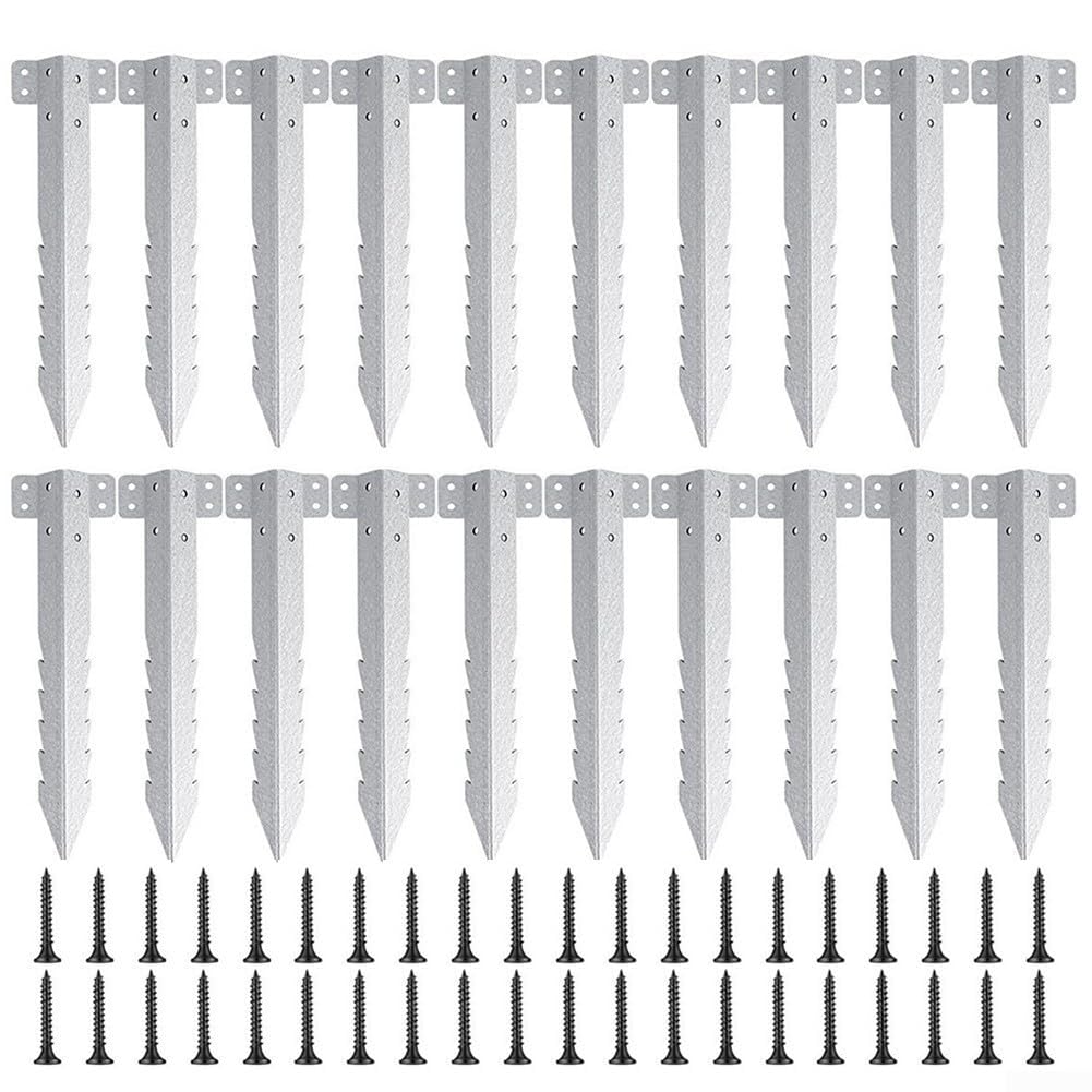 Supports dentelés en métal argenté pour traverses de chemin de fer – Piquets robustes pour bordures d'allée de jardin, supports dentelés en acier galvanisé pour lits de plantation de bois avec 40 ou