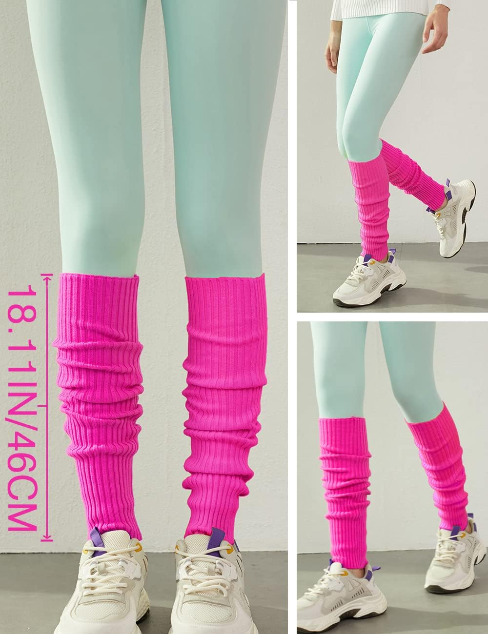 v28 Women Juniors Neon Ribbed Leg Warmers for 80s Eighty's Party Sports Yoga
