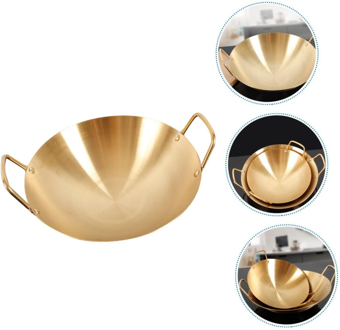 Golden Stainless Steel Ramen Pot with Double Handles, Xmas
