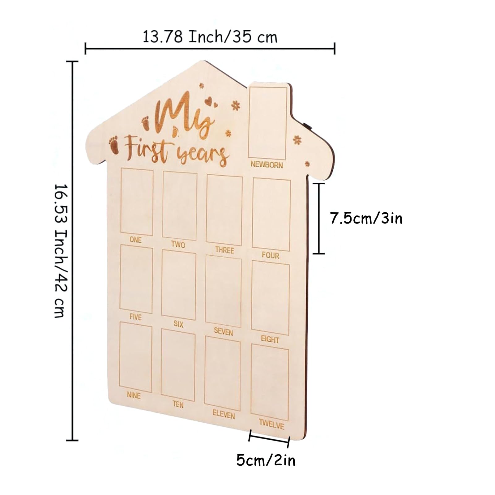 Ddewing Picture Frame Newborn Anniversary Milestone Photo Frame Wooden Baby Anniversary Photo Frame Newborn Monthly Plaque Newborn Mileage Photo Frame Keepsake Decoration