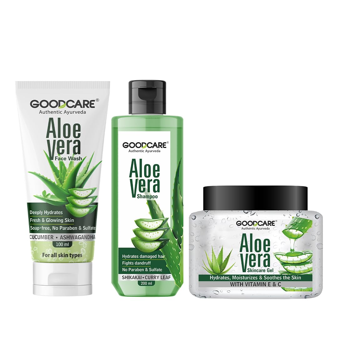 Goodcare Aloe Vera Combo Pack of 3| Aloe Vera Gel, Aloe Vera Shampoo & Aloe Vera Facewash| Skin Nourishment| Hydrating & Soothing| 600 ML-image-21