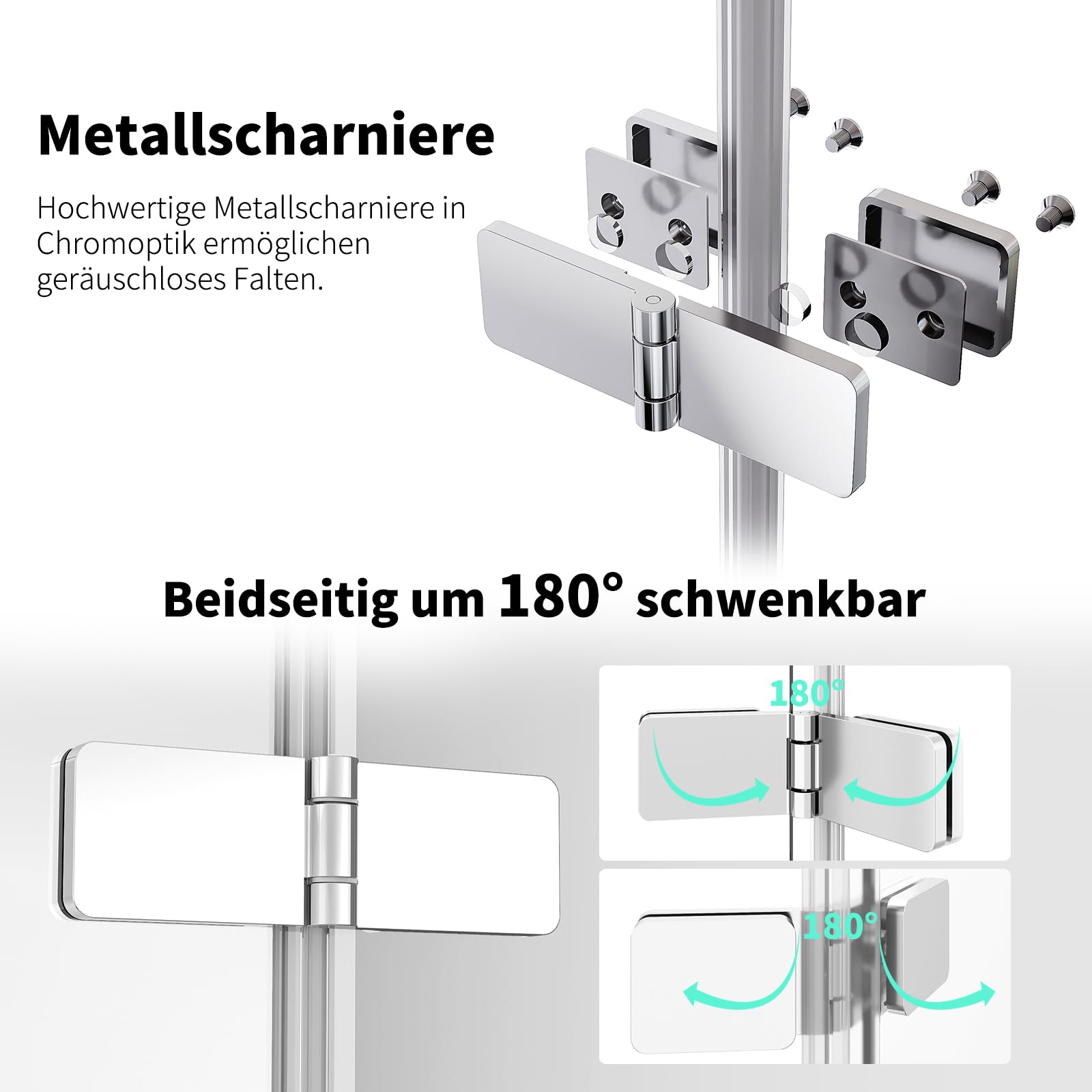 Duschkabine 90x90x185cm Eckeinstieg Faltbar Doppel Duschtür