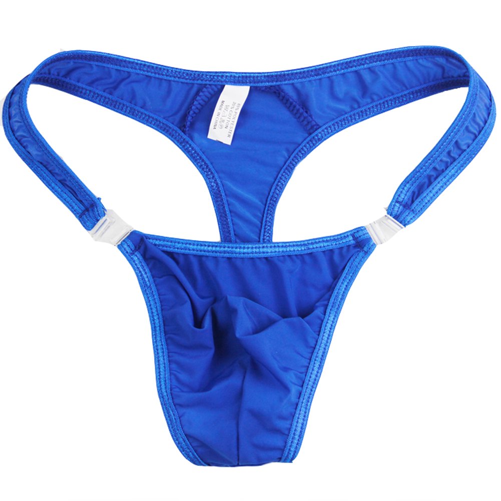 WenMei Men's Bikini Boxer Briefs trip Thongs G-string milk silk Underwear Shorts,Free Size (Blue)