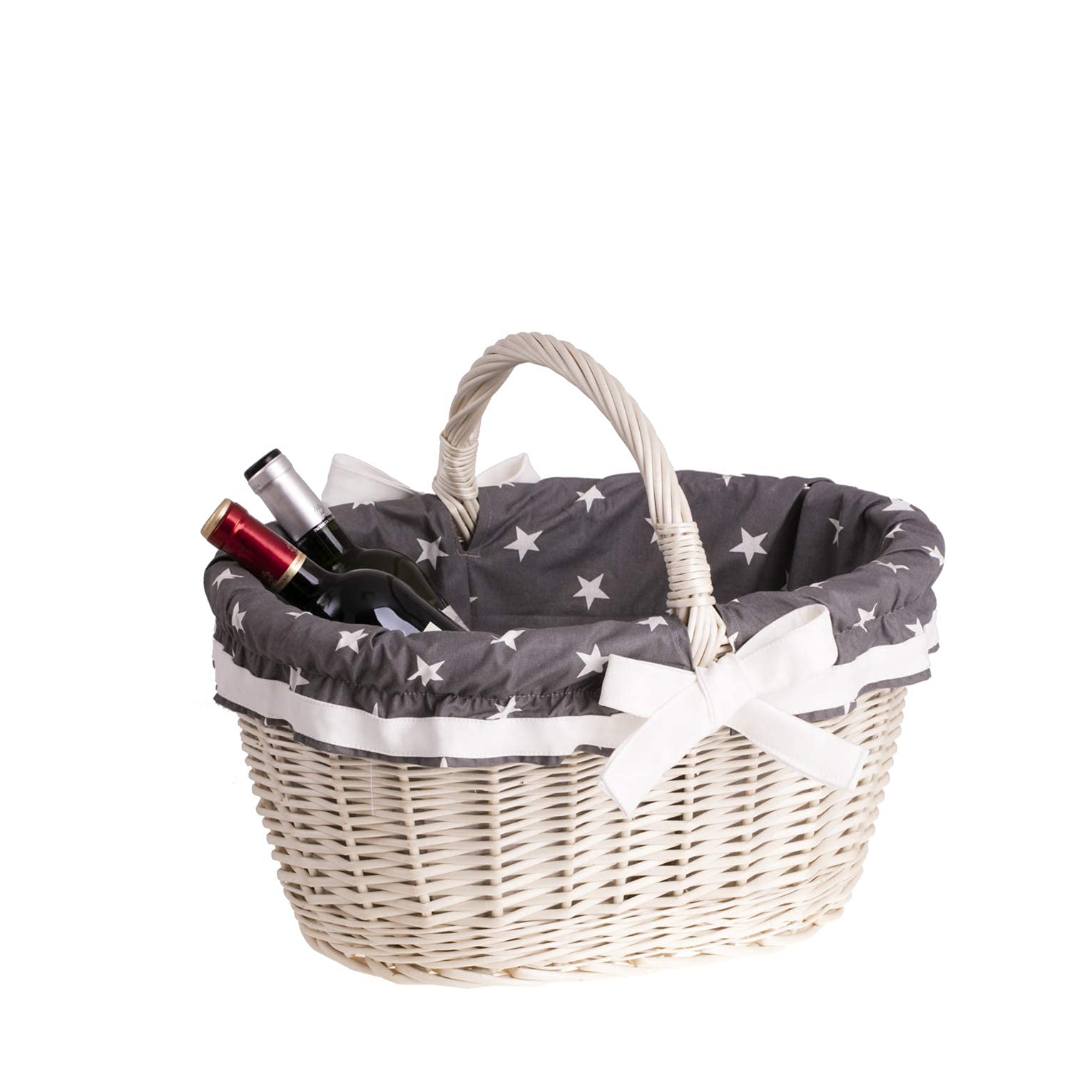 e-wicker24 koszyk na zakupy z wikliny w stylu retro, kosz wiklinowy owalny