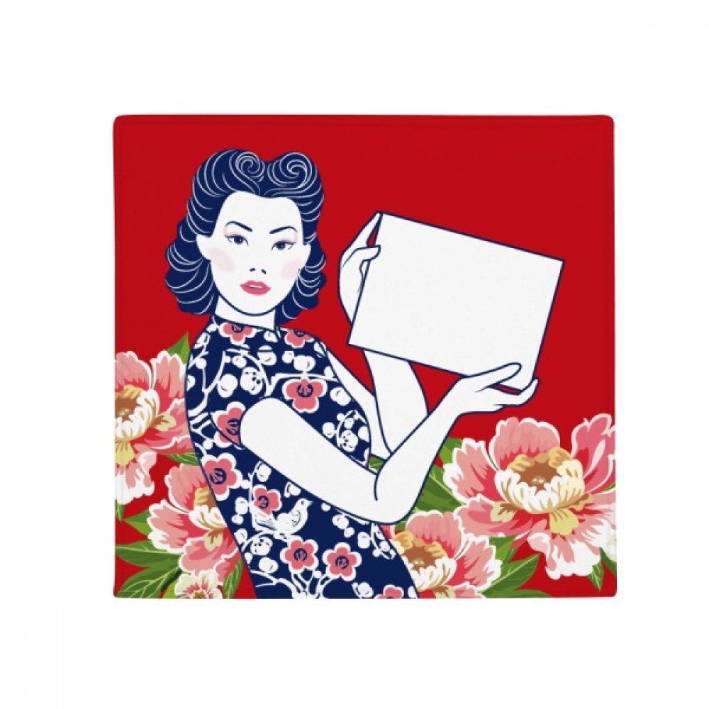 Tapis de sol chinois rouge antidérapant 50x50 cm pour salon et cuisine