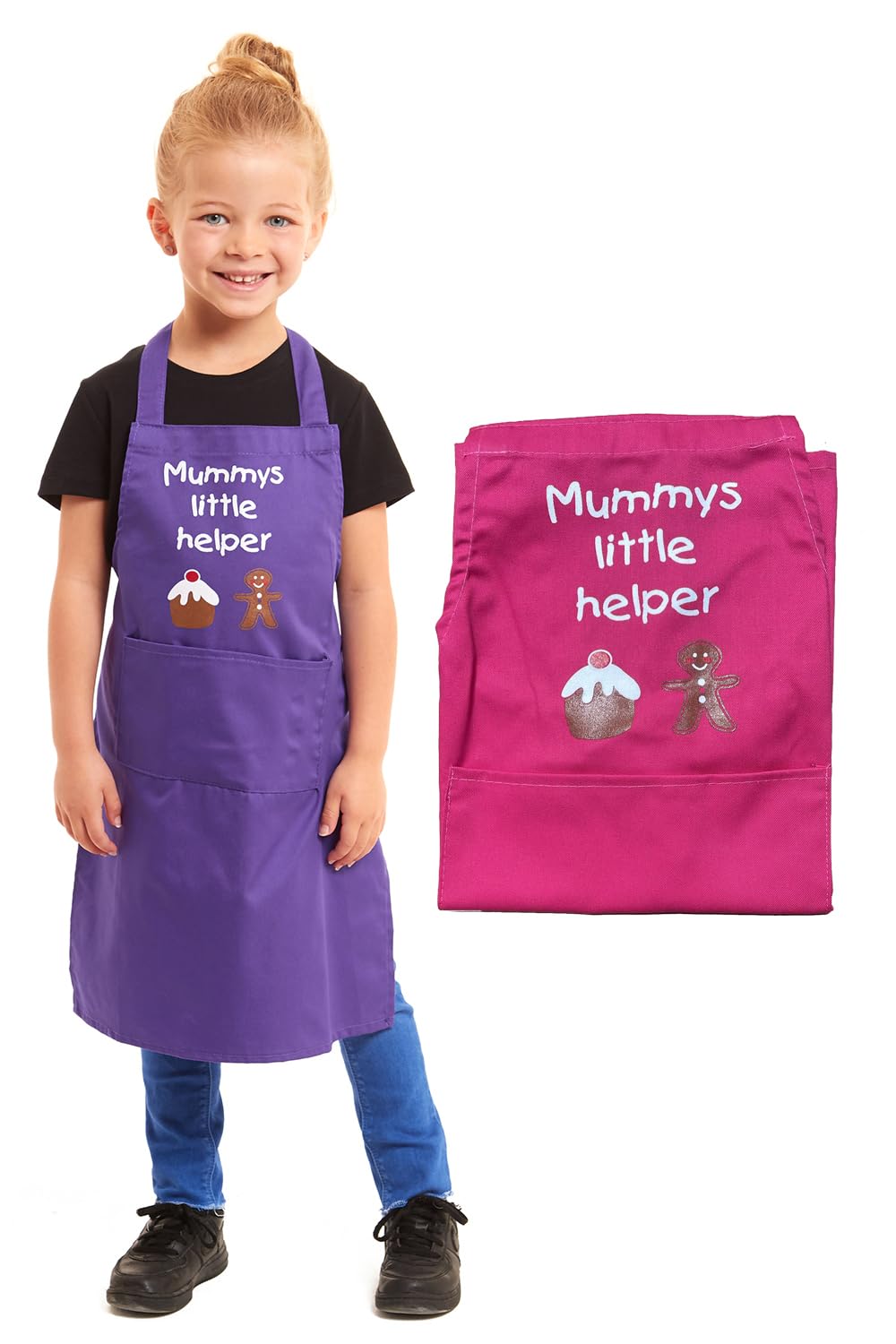 Tesmark Fuchsia Pink Mummys Little Helper Apron For Kids Ideal For Cooking Baking Painting Pottery Drawing Culinary Kitchen And Craft Activities Perfect For Junior Artists And Chefs (Fuchsia Pink)