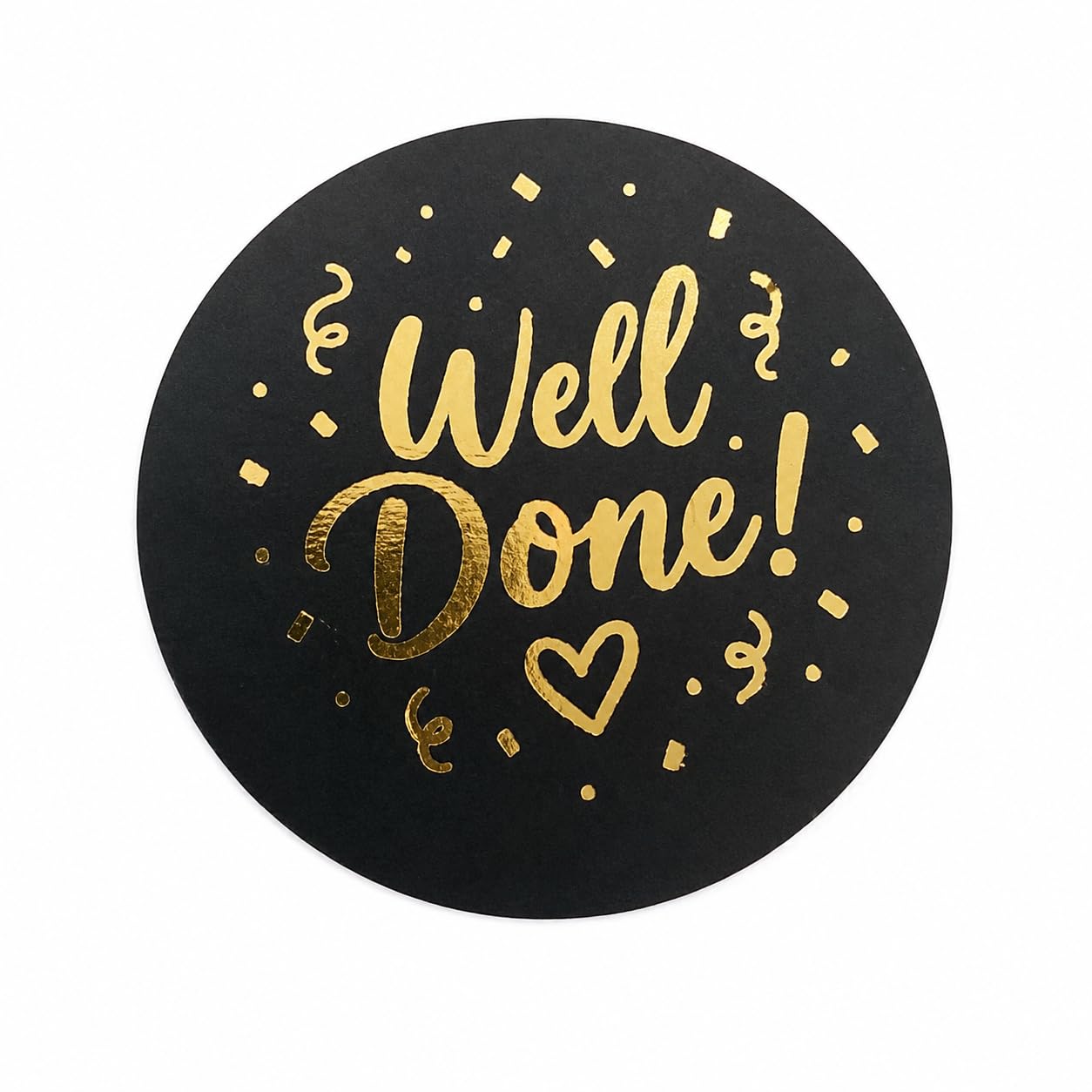 Well Done Reward Stickers 1.5 Inch – Black Gold Round Congratulations Labels for Teachers, Parents & Classroom Rewards, Encouragement Stickers for Kids, Pack of 50
