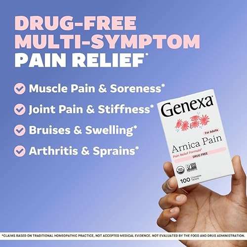 Miniatura 3 de Genexa Paquete de alivio del dolor para adultos  Cápsulas de acetaminofeno de 500 mg + masticables de árnica homeopática  Alivio rápido para dolor