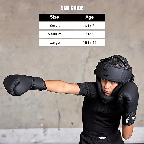 Vista 5 de Elite Sports Mejor Casco de Boxeo para Niños Casco de Lucha para Jóvenes para Edades de 4 a 13 Años MMA Kickboxing Muay Thai BJJ Karate Protector