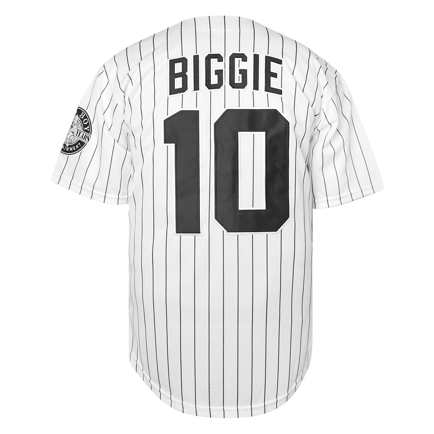 Biggie Smalls Jersey 10 Bad Boy Camisa 90s Hip Hop Ropa Cosida Película Jersey De Béisbol, 10 rayas blancas, X-Large