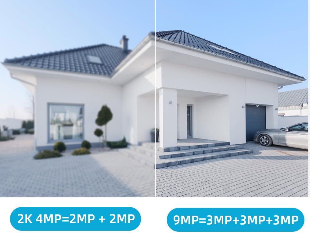 Zewnętrzna kamera monitorująca WiFi, 9MP zewnętrzna kamera monitorująca trzy obiektywy 8X zoom hybrydowa kamera IP PTZ trzy ekrany Night Vision Dwukierunkowe wykrywanie człowieka IP66 + karta