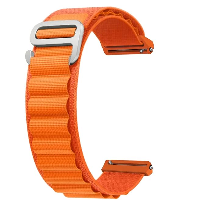 ACM Watch Strap Nylon Loop 22mm compatible with Fire-Boltt Supernova Bsw083 (OLD 22MM NON-SLIDING MODEL BEFORE SEPT 2023) Smartwatch Sports Hook Band Orange