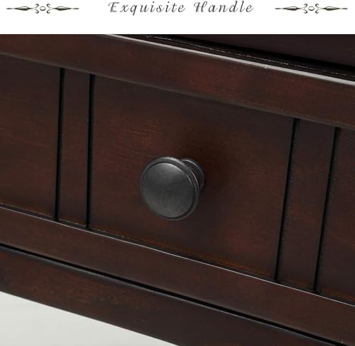 Miniatura 7 de Knocbel Mesa consola de entrada antigua de 35.5 pulgadas con cajones y estante inferior abierto, mesa de sofá de madera maciza para entrada,