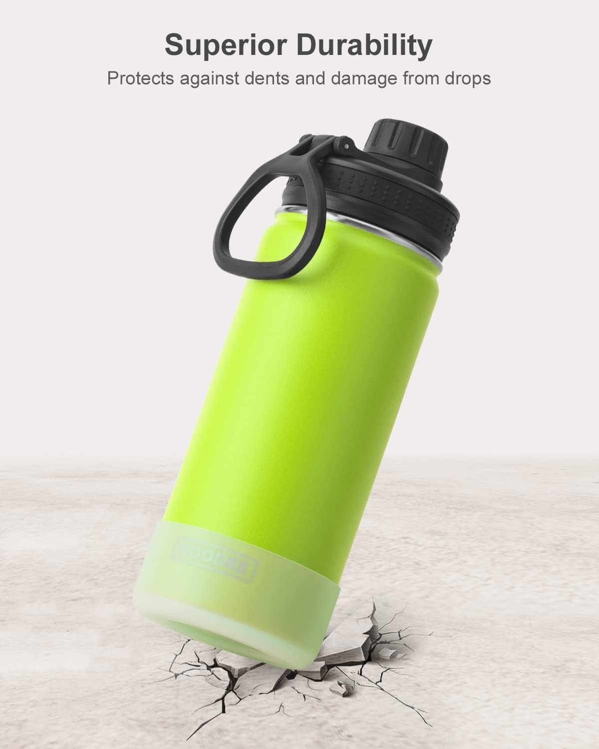 koodee Insulated Water Bottle, 32 oz Stainless Steel Double Wall Vacuum Wide Mouth Sport Bottle with Leakproof Spout Lid (Apple Green) - Image 5