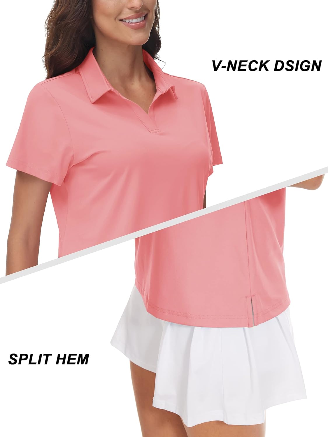 TACVASEN Women's V-Neck Polo Shirts UPF 50+ Short Sleeve Sun Protection Quick Dry Golf Polos Collared Shirt - Image 4