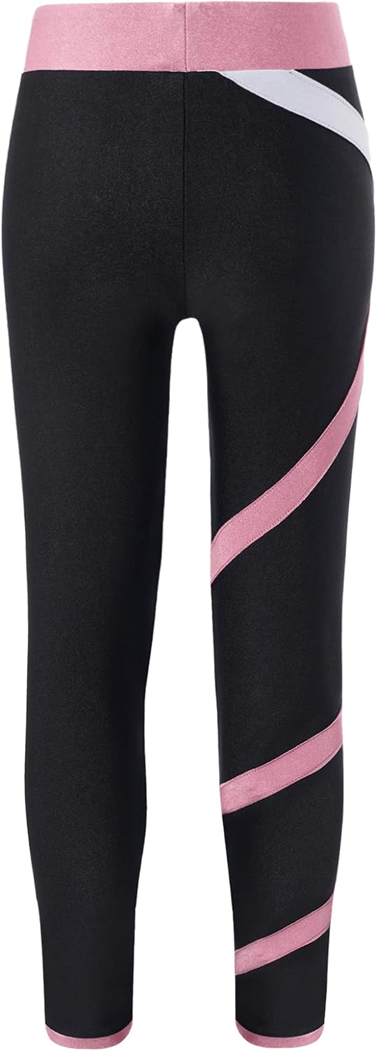 TTAO Girls' Athletic Sportsuit Crop Top Long Sleeve Tops and Tight Leggings Dance Outfits Workout Tracksuit