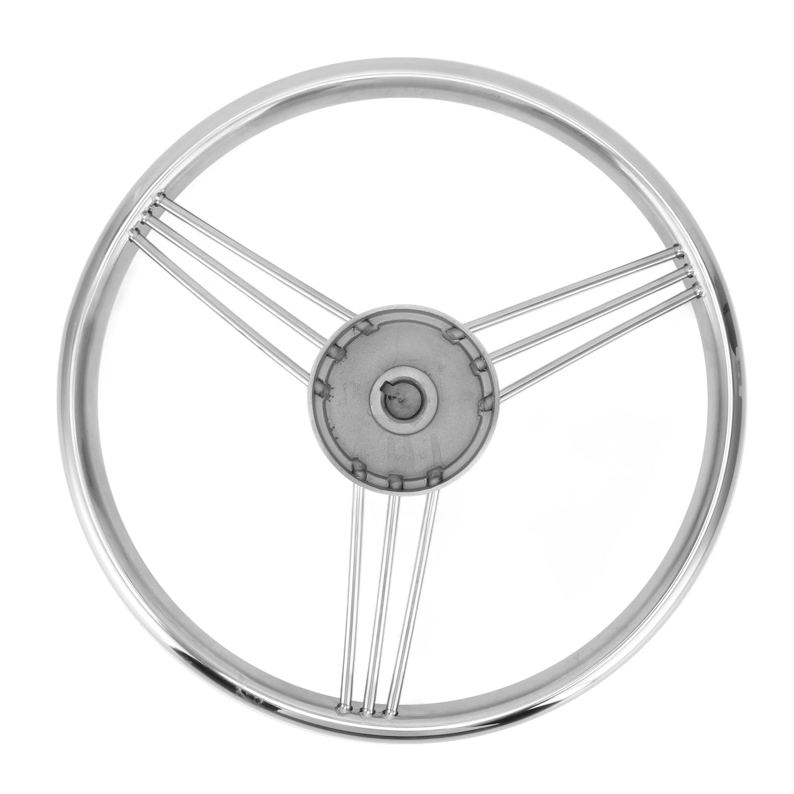 Volanti da, Volante da Barca da 13,5 Pollici 9 Razze 15° 3 Ruote da 4 Pollici con Albero Conico Standard in Acciaio Inossidabile Lucido, Barca per Nave da Yacht Universal Fit