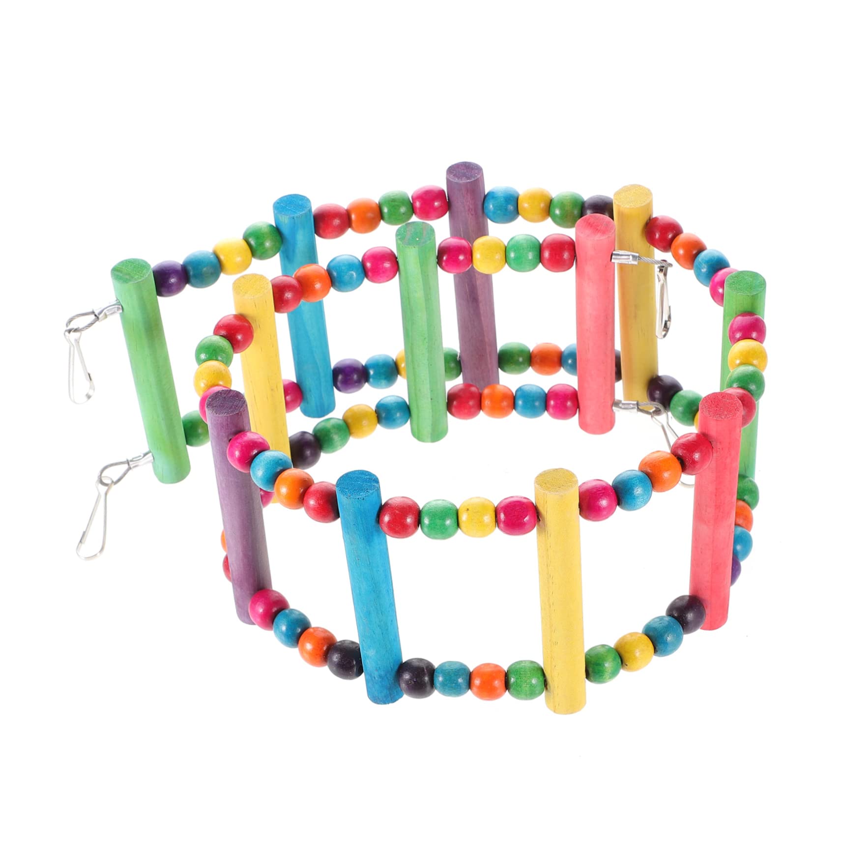 BCOATH Parrot Toys for Large Birds 12-Step Wooden Bird Ladder Parrot Swing Toy Natural Wood Steel Wire Random