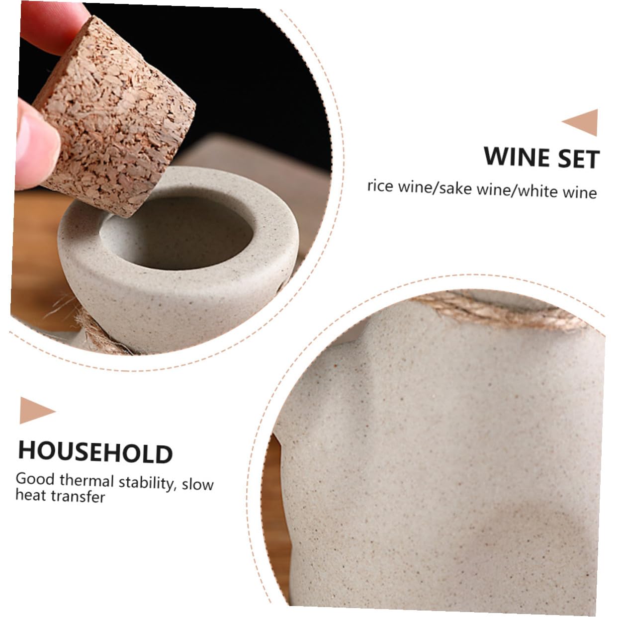 Ciieeo Set di Sakè in Ceramica Stile Giapponese 1 Brocca da 300ml e 4 Tazze da 50ml Superficie Liscia Multifunzionale per Casa e Hotel