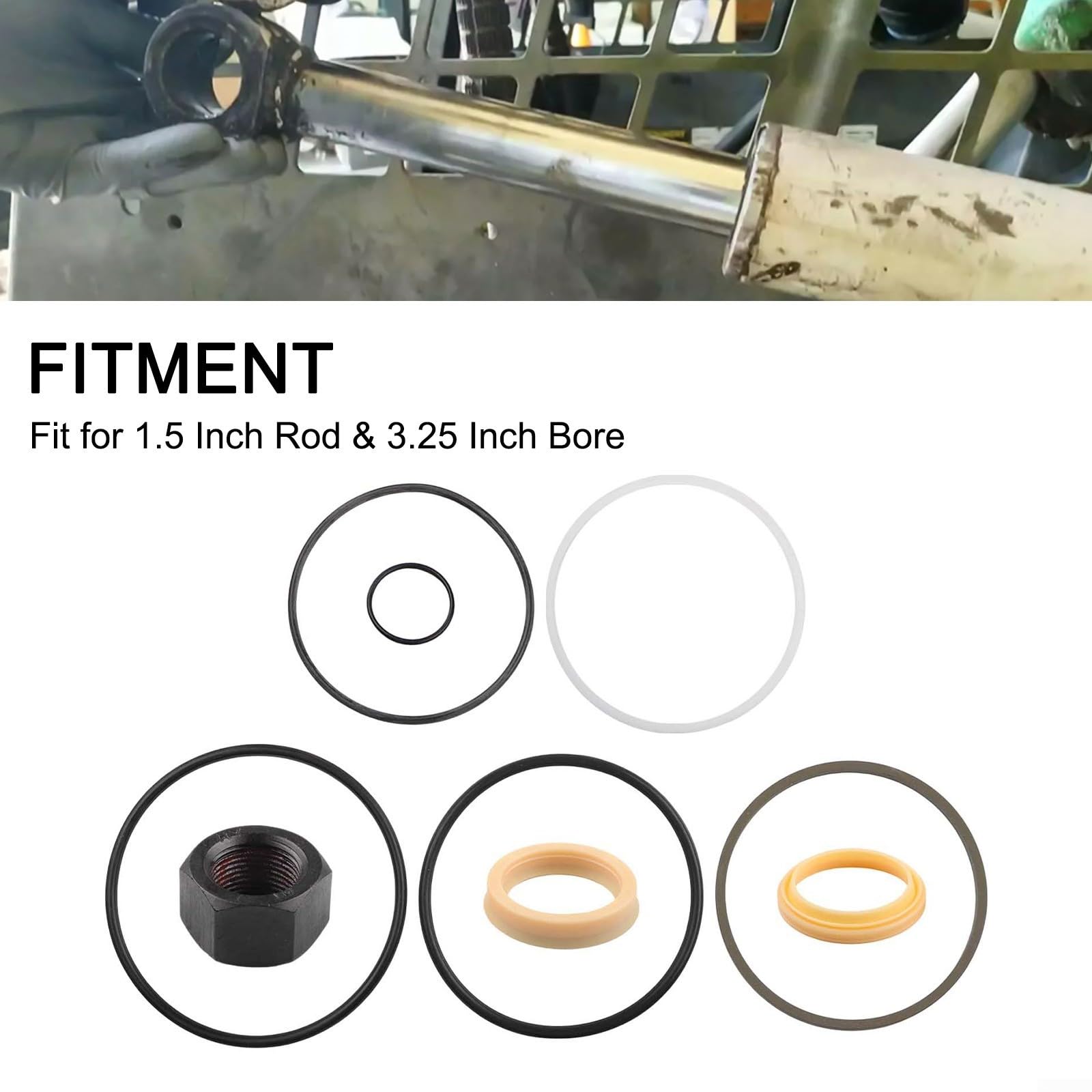 Niceminiwall Para Bobcat Tilt Cylinder Seal Kit 743 751 753 853 843 para minicargadora, número de pieza 7135551, barra de 0.5 pulgadas, diámetro interior de 3.25 pulgadas