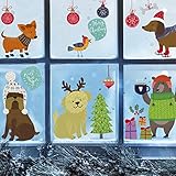 Christmas Holiday Dogs Wall Decals for Kids - Winter Decorations Wall Stickers Cute Christmas Window Clings Ornaments - Nursery Room Decor [>30 art decals] with GIFT!