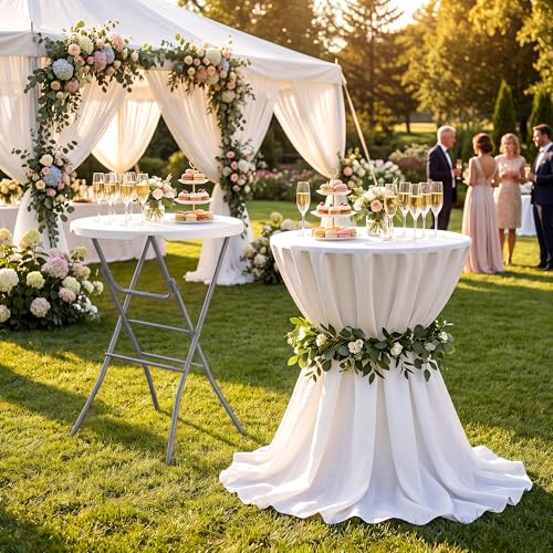 Garvee 32" Folding Cocktail Table, HDPE Round High Top Table with Metal Frame & Locking Legs, Folding Bar Table for Patio Backyard Indoor & Outdoor Events, White — view 2