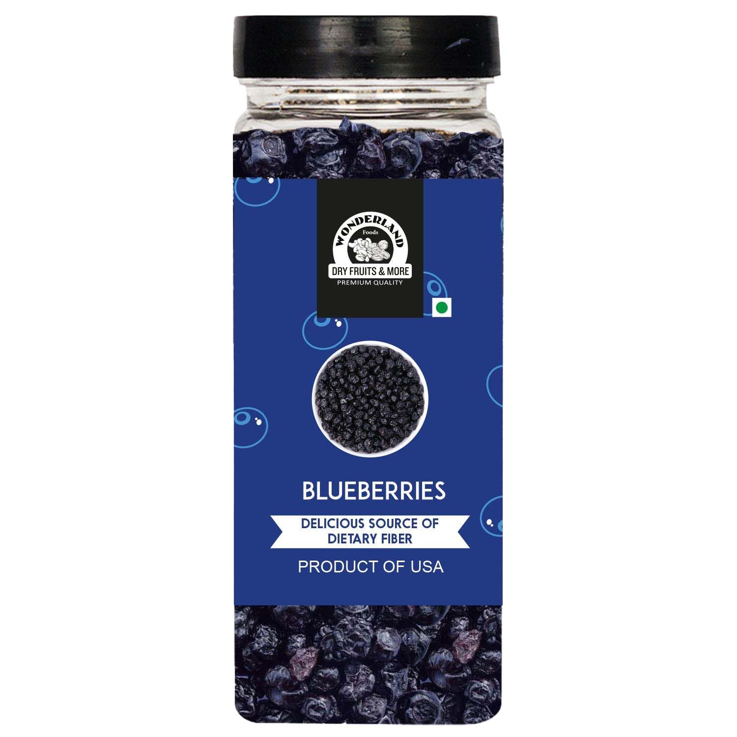 Wonderland Foods 250g Healthy & Tasty Californian Whole & Dried Blueberry Jar | Dry Fruits