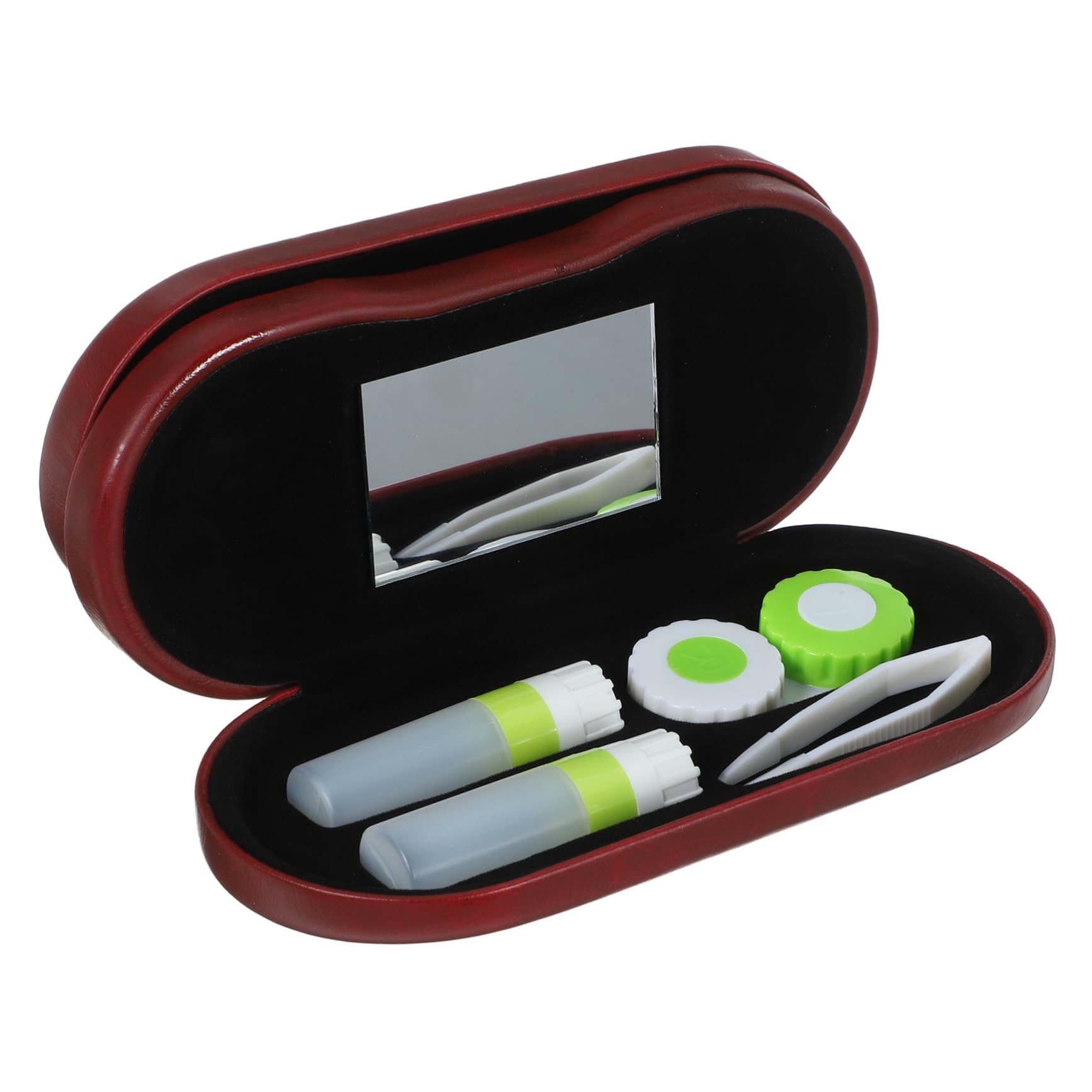BESTYASH 2 Set Custodia Per Gli Occhiali Lenti Organizer Per Il Trasporto Degli Occhiali Astuccio Contenitore Per Occhiali Comodo Porta Contatti Astucci Per Occhiali Pinzette Pu Rosso