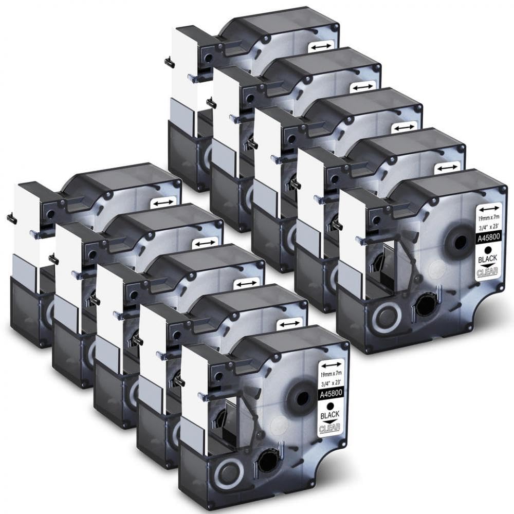 Nastro for etichette nero su trasparente compatibile con LabelManager 300 350D D1 45800 19 mm