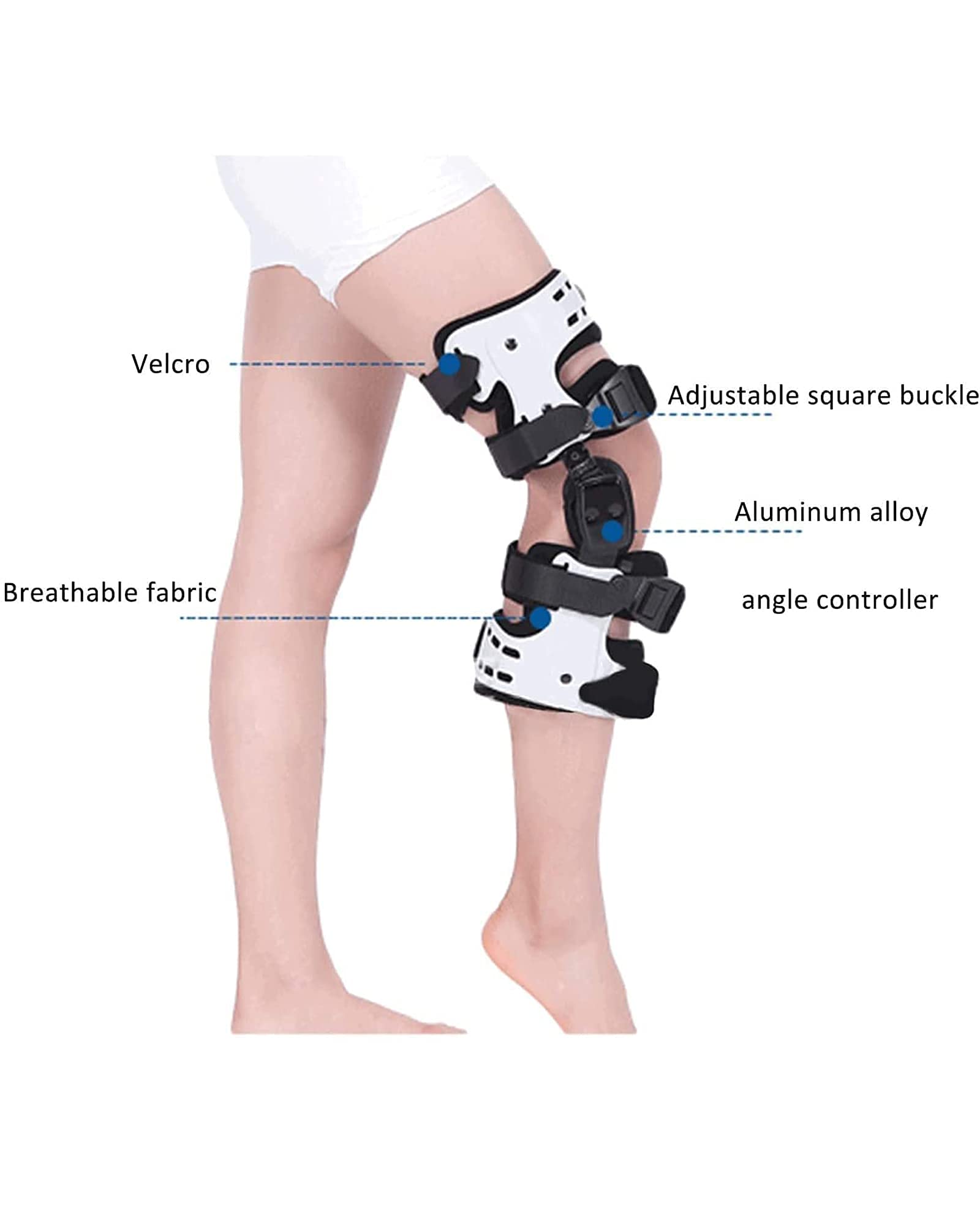 Rodillera con Bisagras, Longitud Ajustable, Fijación De La Articulación De La Rodilla, Ortesis, Soporte De Rodilla para Rehabilitación, Fractura De Ligamento Y Menisco, R(Izquierda)