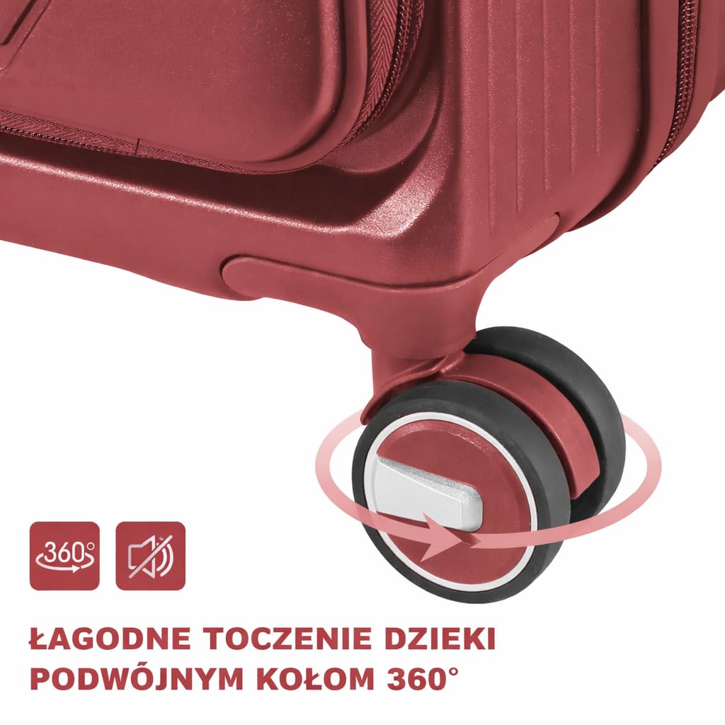 Zestaw 3 walizek z twardego poliwęglanu, specjalny system otwierania z przodu z przegródką organizera, możliwość rozszerzenia, 51 61 71 cm, zamek szyfrowy TSA, podwójne kółka 360 stopni