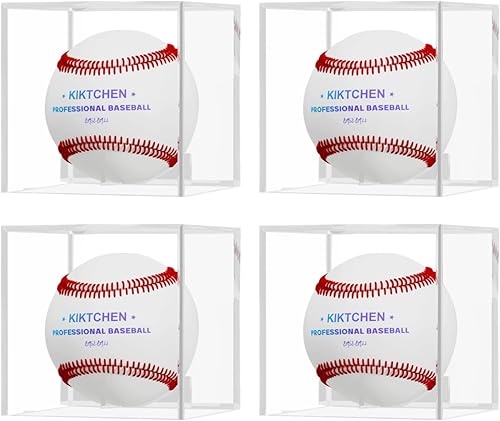 Miniatura 9 de Paquete de 2 vitrinas de anillo de campeonato, estuche de exhibición de anillo de béisbol transparente de acrílico, caja cuadrada para anillos de