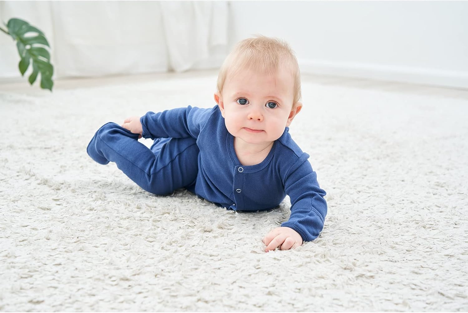 KISBINI Baby Footed Pajamas with Mitten Cuffs Unisex Cotton Snap-up Romper Jumpsuit Sleep and Play 0-12 Months Footies
