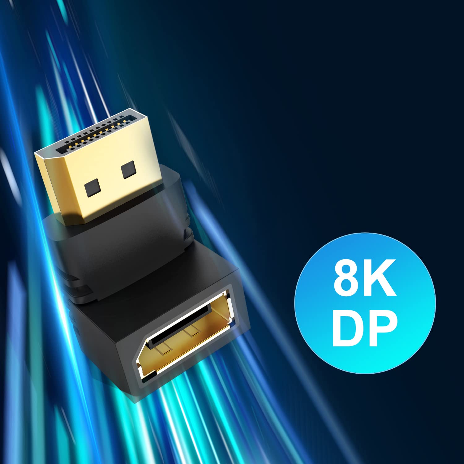 J&D Lot De 2 Adaptateurs DisplayPort Plat 90° Gauche Et Droit - Mâle à Femelle Vertical 4K DP Convertisseur