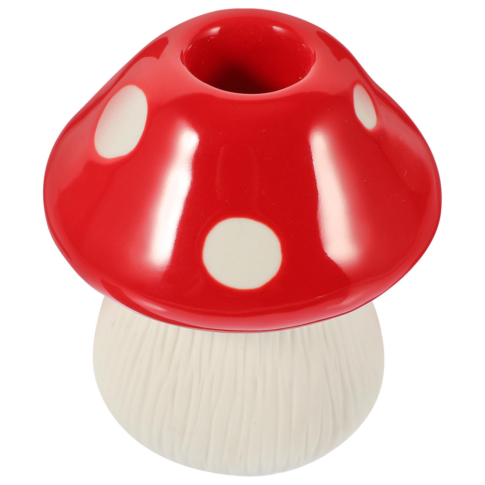 Didiseaon 3 Piezas Candelabro en Forma de Hongo de Cerámica Roja para Mesa