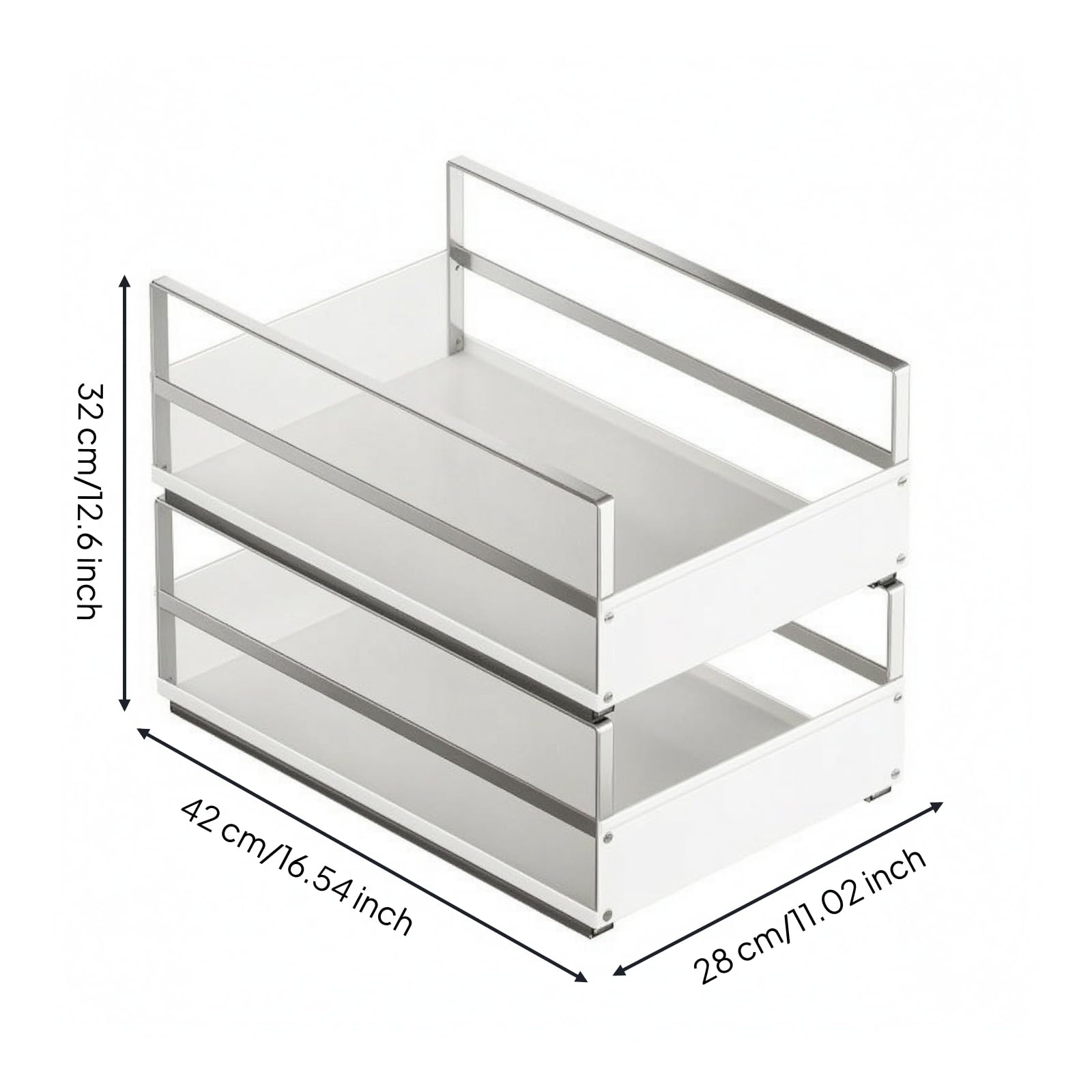 Cesta de Almacenamiento de Cocina para, Cesta Extraíble De Tabla, Blanco, Tamaño Pequeño + Pequeño