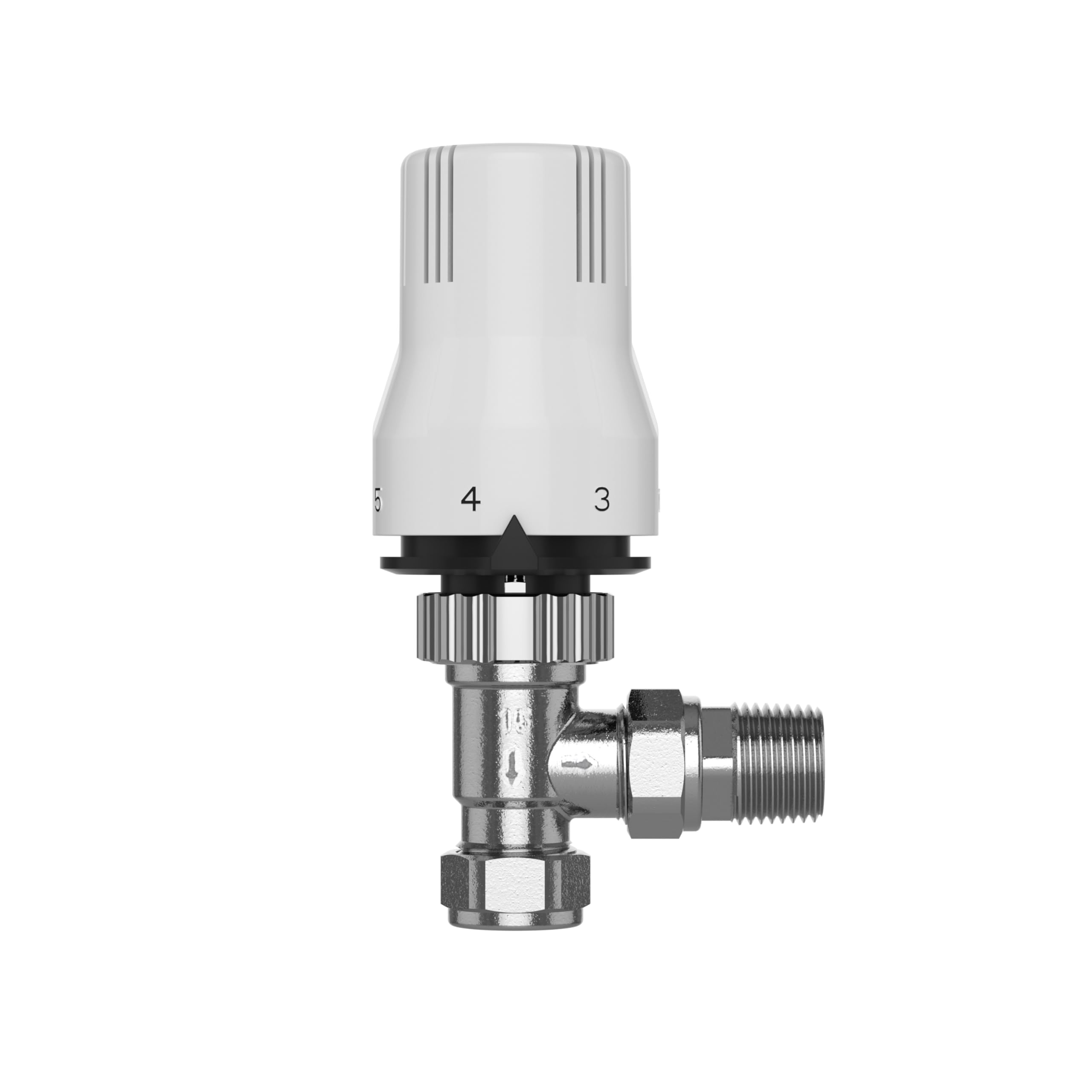 Primaflow White Pro Classic Angled Thermostatic Radiator Valve 15Mm