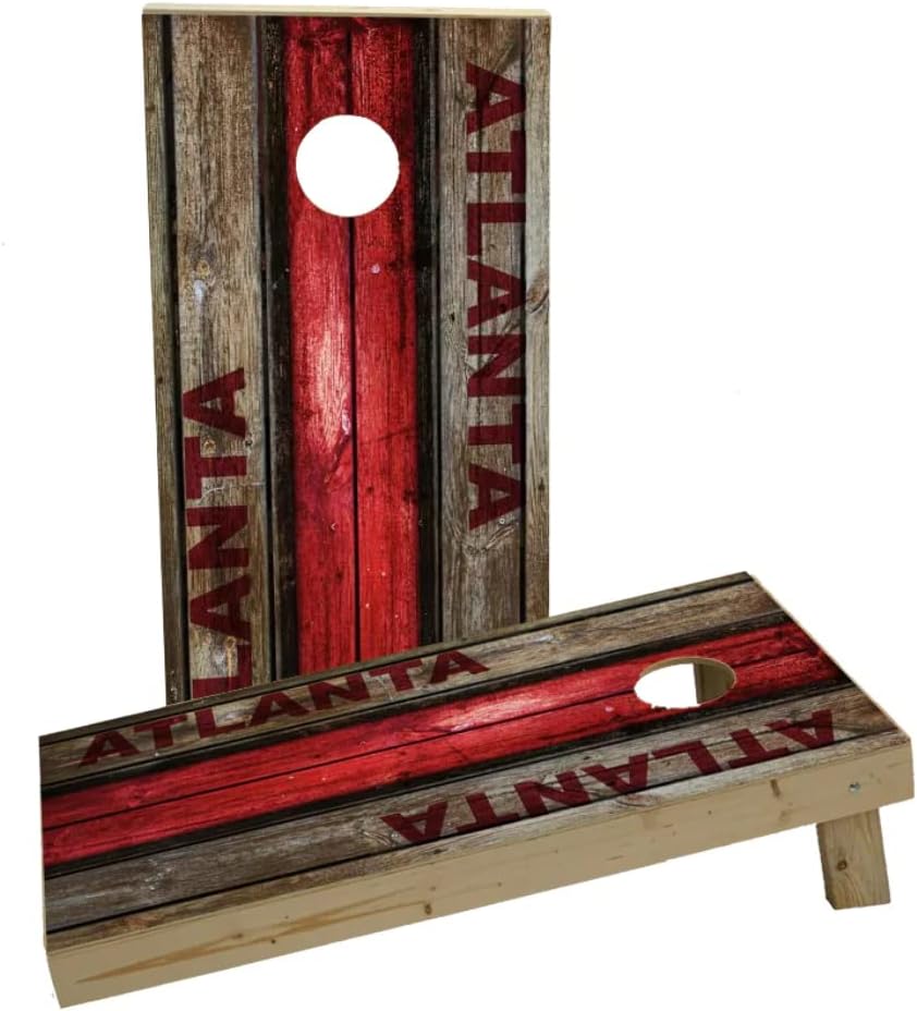 Woodslat Worn Atlanta Football Custom Cornhole Board Game Set