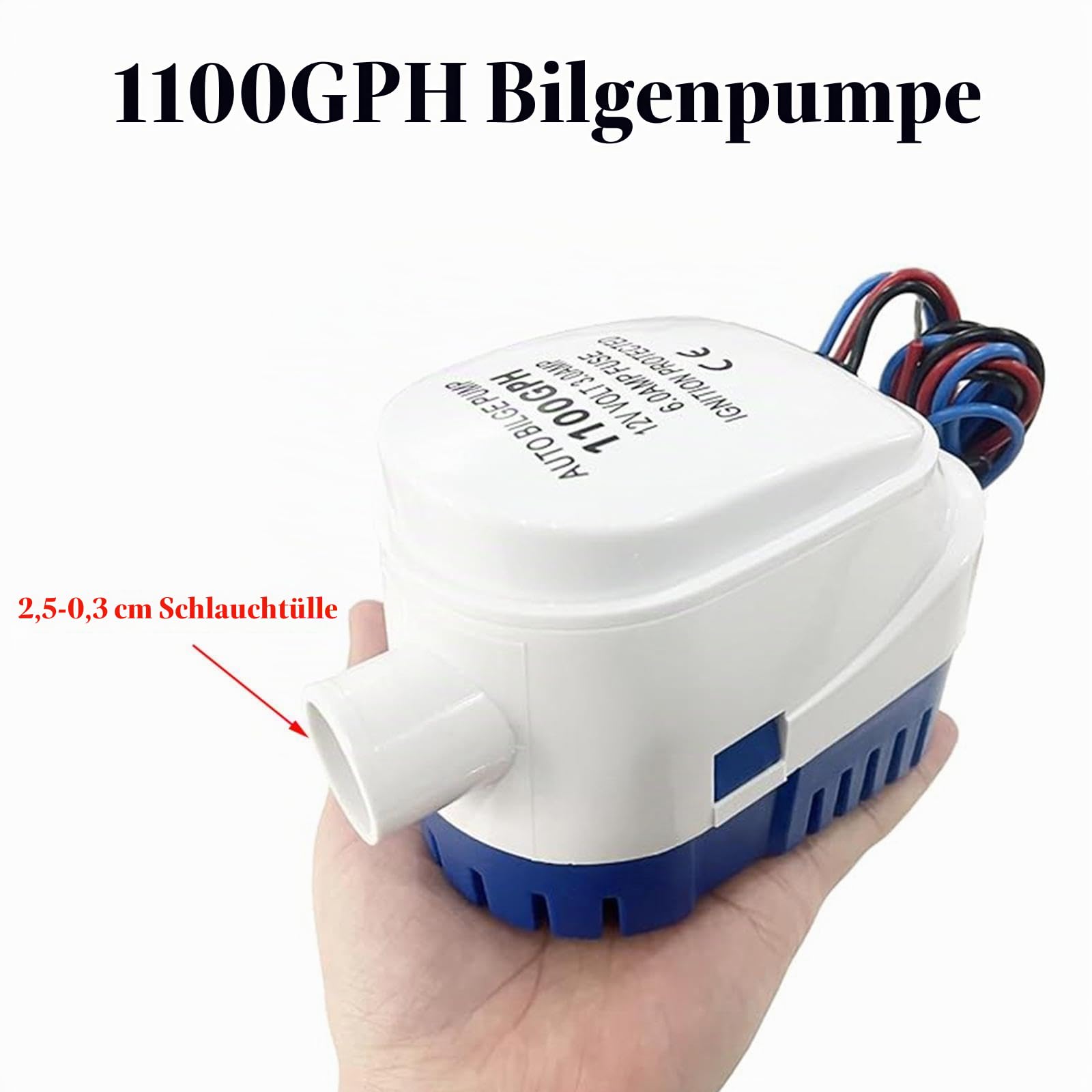 Automatisches Bilgepumpen-Set, 3,8 cm, 12 V, 100 GPH, Bootsbilgepumpe mit Schlauch und Schlauchschellen, universelle Passform für Pools, Boote