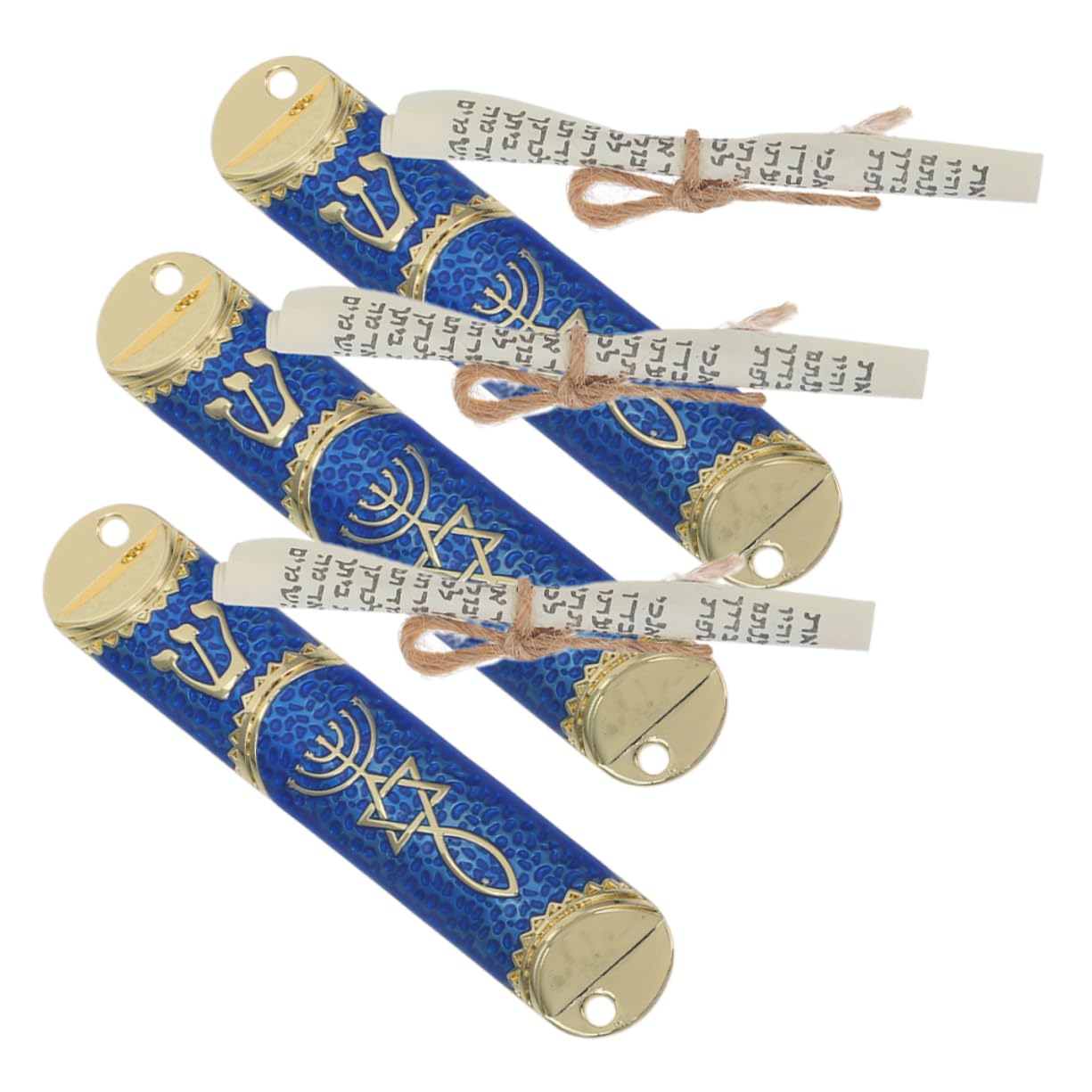 Ciieeo 3Sets Messianic Mezuzah Case Metal Scroll Holder with Hebrew Decor Home Blessing for Jewish Families Meaningful Judaica Prayer Decoration