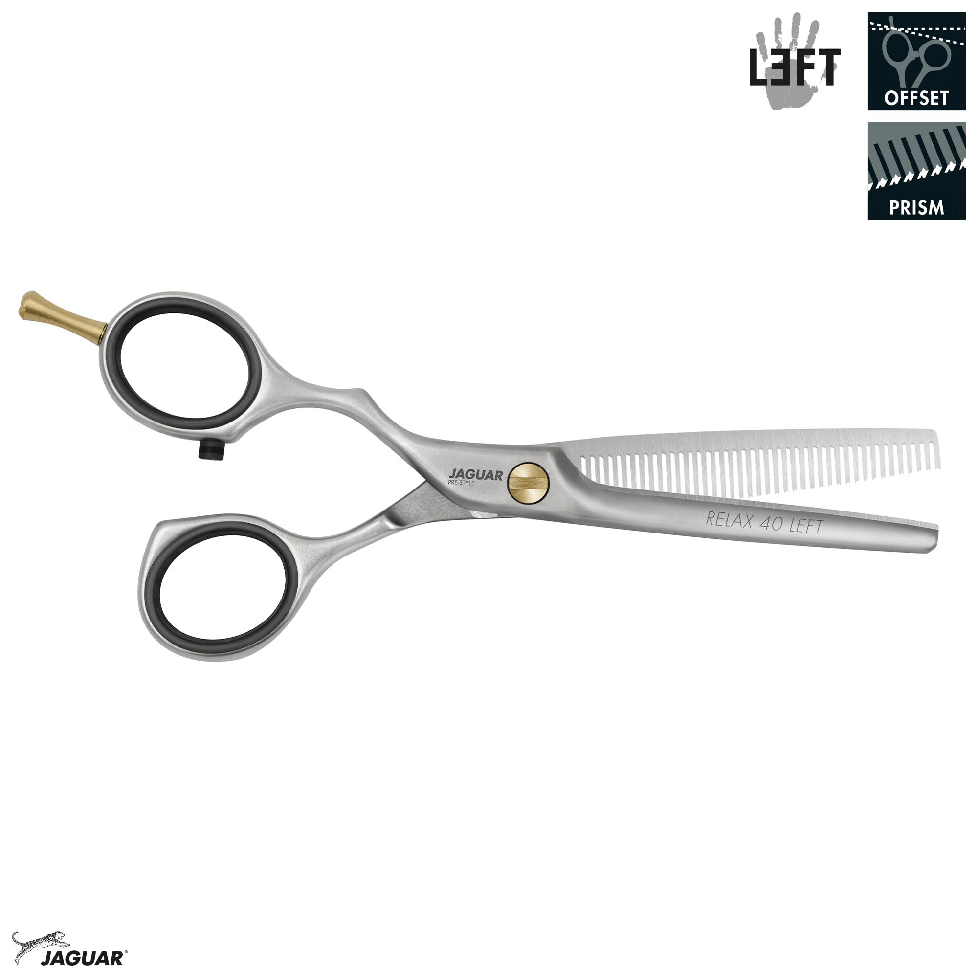 JAGUAR Forbici da modellazione PRE STYLE RELAX 40 LEFT 5.25” | Forbici da modellazione per mancini con 40 denti sfalsati | finitura opaca | Made in Germany