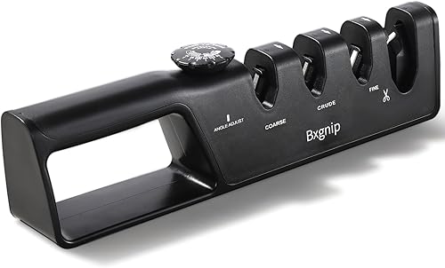 Afilador de cuchillos profesional con 6 ángulos de afilado ajustables, y también tijeras afiladas, mango ergonómico, cuchillos de mano y afilador de