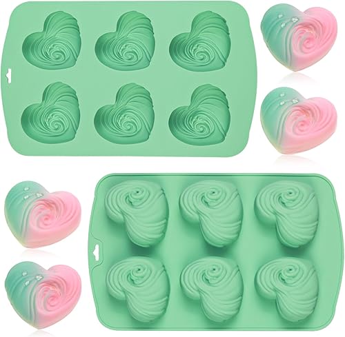 QELEG Moldes de silicona para galletas de chocolate en forma de corazón, juego de 2 moldes de silicona antiadherentes para hornear, dulces, gomitas, disponible en Yaxa Guatemala