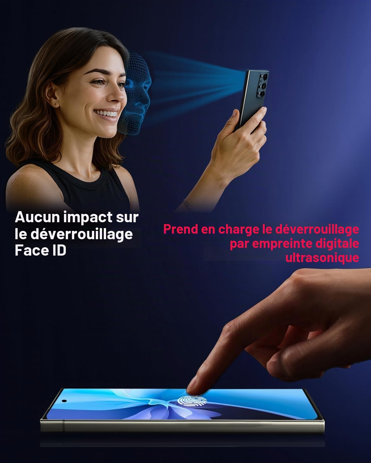 Écran OLED de rechange pour Samsung Galaxy S22 Ultra 5G, écran LCD avec cadre et capteur d'empreintes digitales, kit d'outils complet et instructions d'installation (français non garanti) (noir