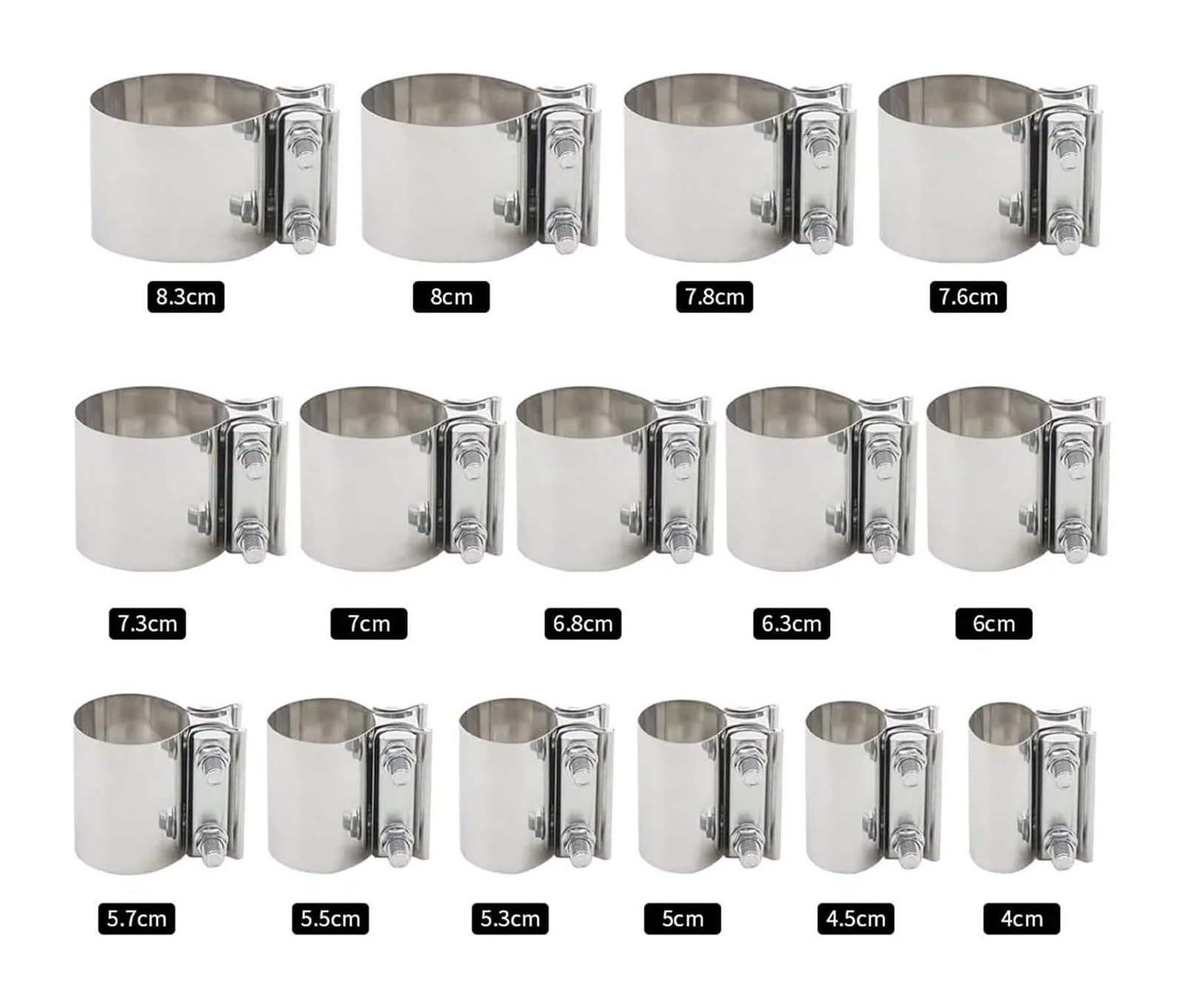 Schlauchschellen, V-Band-Klemme Universal-Auspuff Edelstahl Silber 40-83 Mm Autozubehör