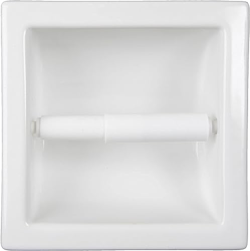 TP USA Made TP Soporte de papel higiénico de cerámica empotrado para baño, hecho en Estados Unidos, fácil de instalar, fácil de limpiar, sanitario,
